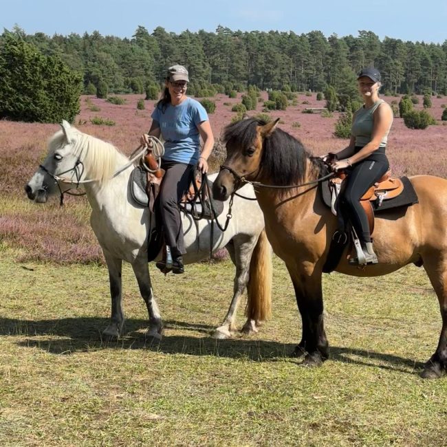 Auf einem Ausritt in die Lüneburger Heide mit den Capercaillie Ponys.