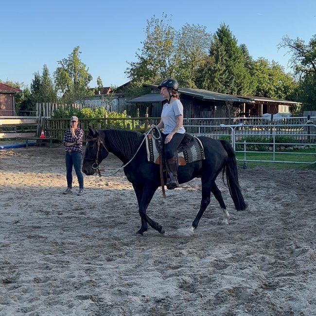 Vom Pferderücken aus werden Koordination und Gleichgewicht geübt.
